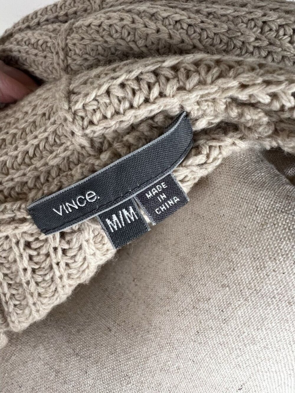 Vince Light Beige Open-Front Ribbed Cardigan - Picture 12 of 12